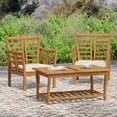 thumbnail image 3 of LiviNest Small Patio Set 2 Chairs Table: Compact Outdoor Seating for Small Spaces Under 40 sq.ft - Acacia Wood Modern Design for Balcony & Courtyard - Weather Resistant Slat Panel, 3 of 6