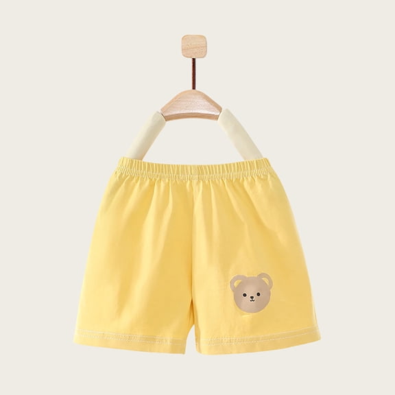 Pants for Boys Soft Loose Fit Cartoon Print Lightweight Breathable Elastic Waist Shorts for Casual Wear Yellow 2 Years-3 Years