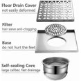thumbnail image 5 of Square Floor Drain with Hair Catcher and Odor Block, 15x15cm, Stainless Steel Finish, 5 of 5