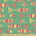 thumbnail image 1 of Fish Fabric by the Yard, Vibrant Fish Designed in Strokes, Decorative Upholstery Fabric for Chairs & Home Accents, Jade Green Coral Cream by Ambesonne, 1 of 5