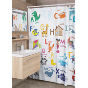 ABC Kids Shower Curtain with Black Mermaid | Bathroom Decor| Kids Shower Curtain