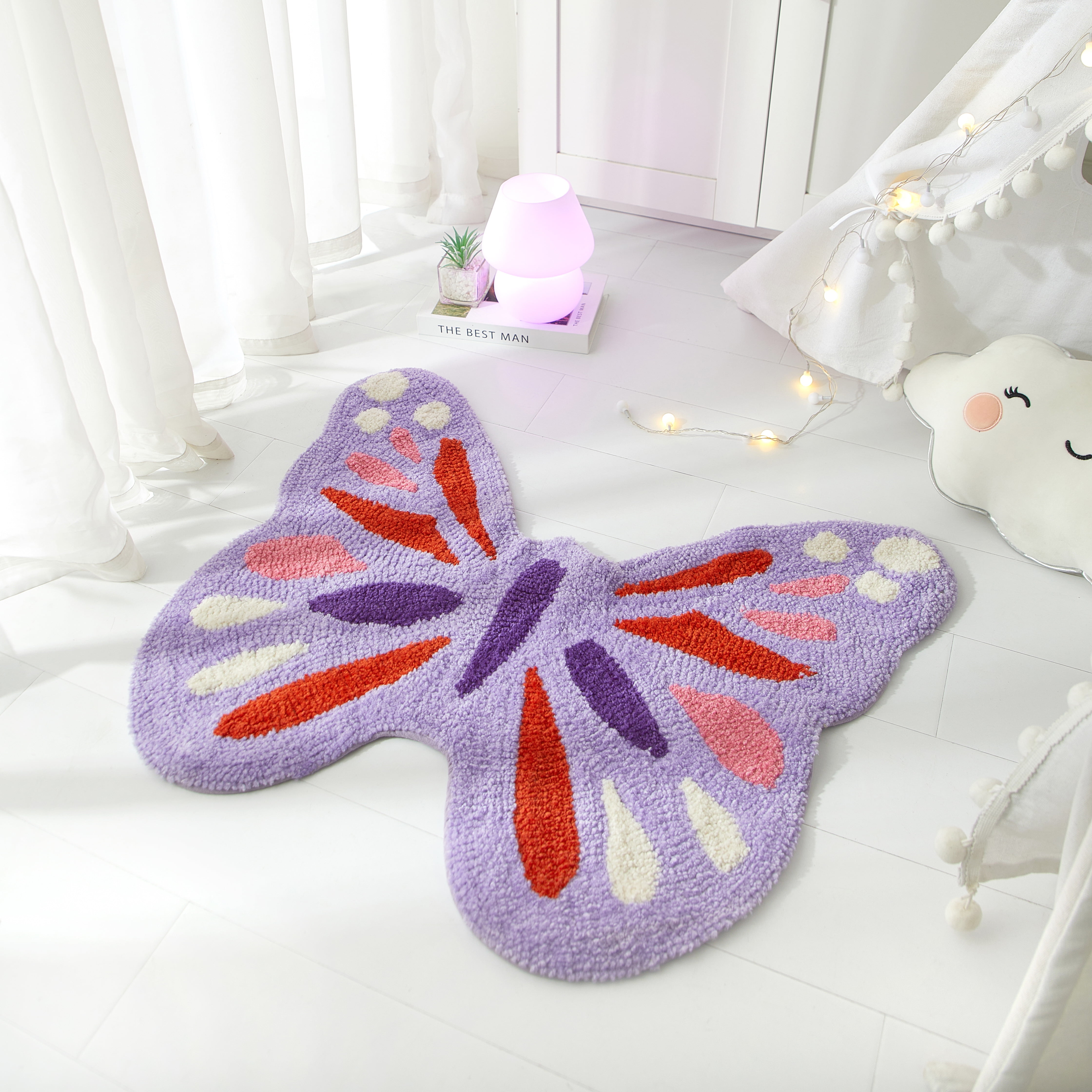 Mainstays 30" x 24" Butterfly Shaped Rug For Adults, Multi-Color