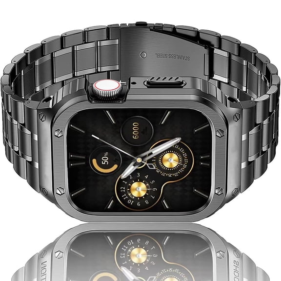 Worryfree Gadgets Uni-Body Metal Wristband for Apple Watch Black 45mm (WX157-BLK45)