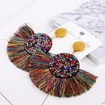 thumbnail image 3 of Jiaroswwei Bohemia Women Fan Shape Tassel Rhinestone Inlaid Ear Stud Earrings Jewelry Gift, 3 of 8
