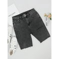 thumbnail image 5 of Women's High Waist Ripped Hole Denim Shorts Stretchy Bermuda Distressed Raw Hem Jean Shorts, Gray, Large, 5 of 5
