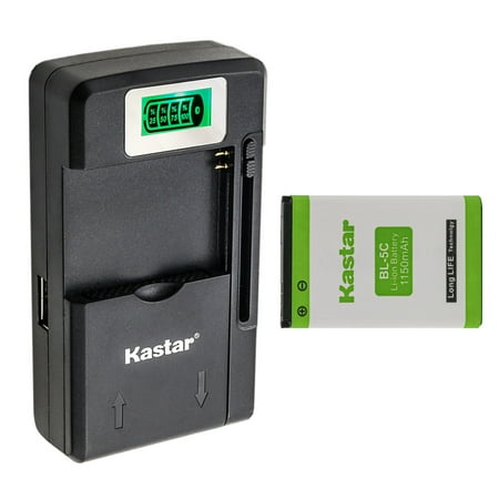 Kastar 1-Pack BL-5C Battery and Smart LCD Charger Replacement for Nokia BL-5C RTR001F01 Avus MMDR 12 V2 Snom 10000058 1000059 Telekom A051 Toshiba 10000060 RTR001F02 Nec Q24-FR000000113082