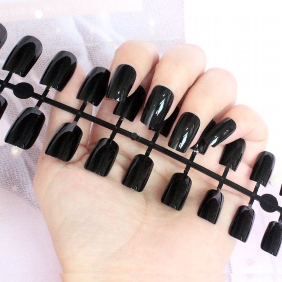 EGNMCR Press on Nails Long Nails Fake Nail Patch Rectangular Color Nail Art 24PC Nail stickers