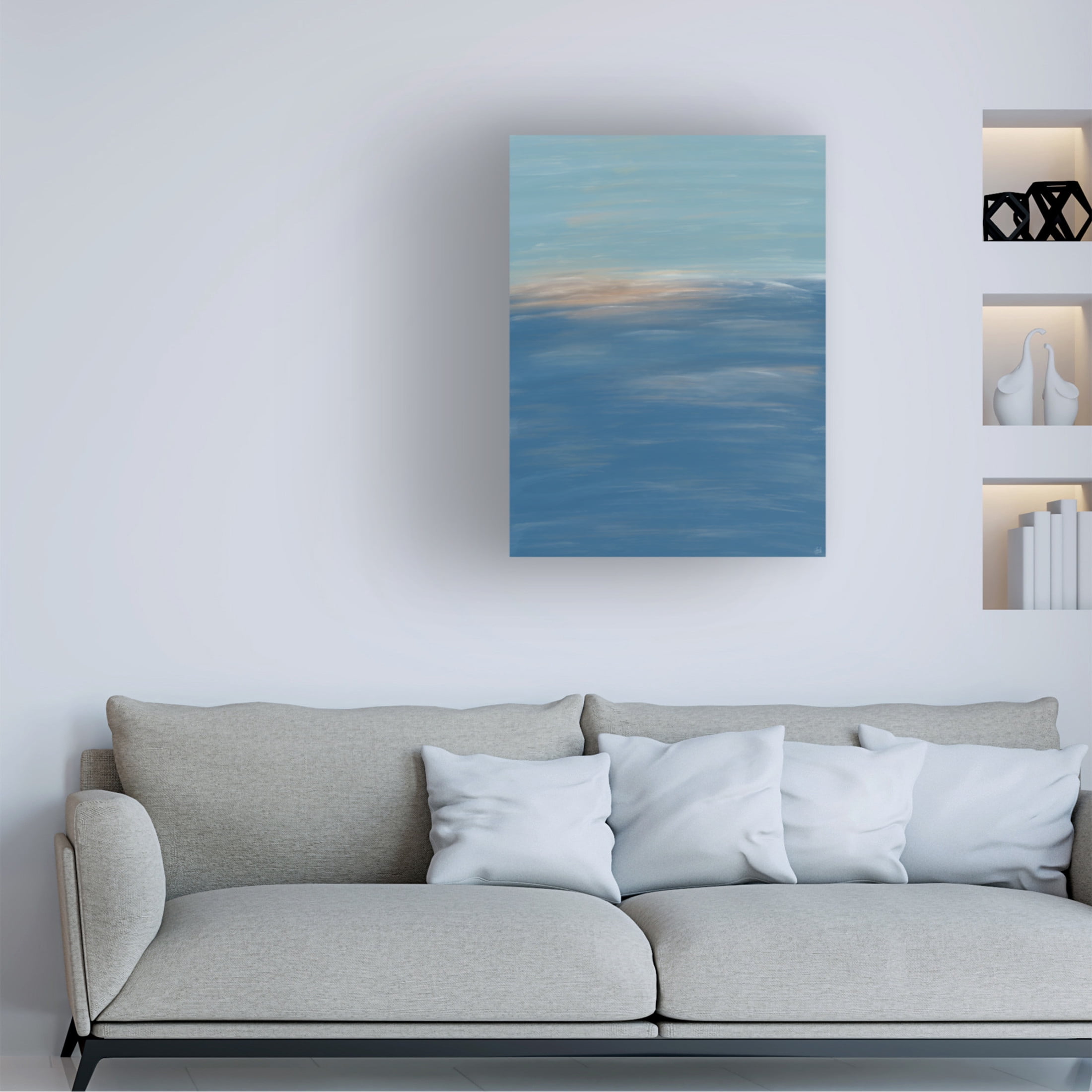 Canvas Wall Art - Line and Brush 'Oceans Cresting' Wall Art for Living Room, Bedroom, or Office Décor by Trademark Fine Art - 18 x 24 Inches