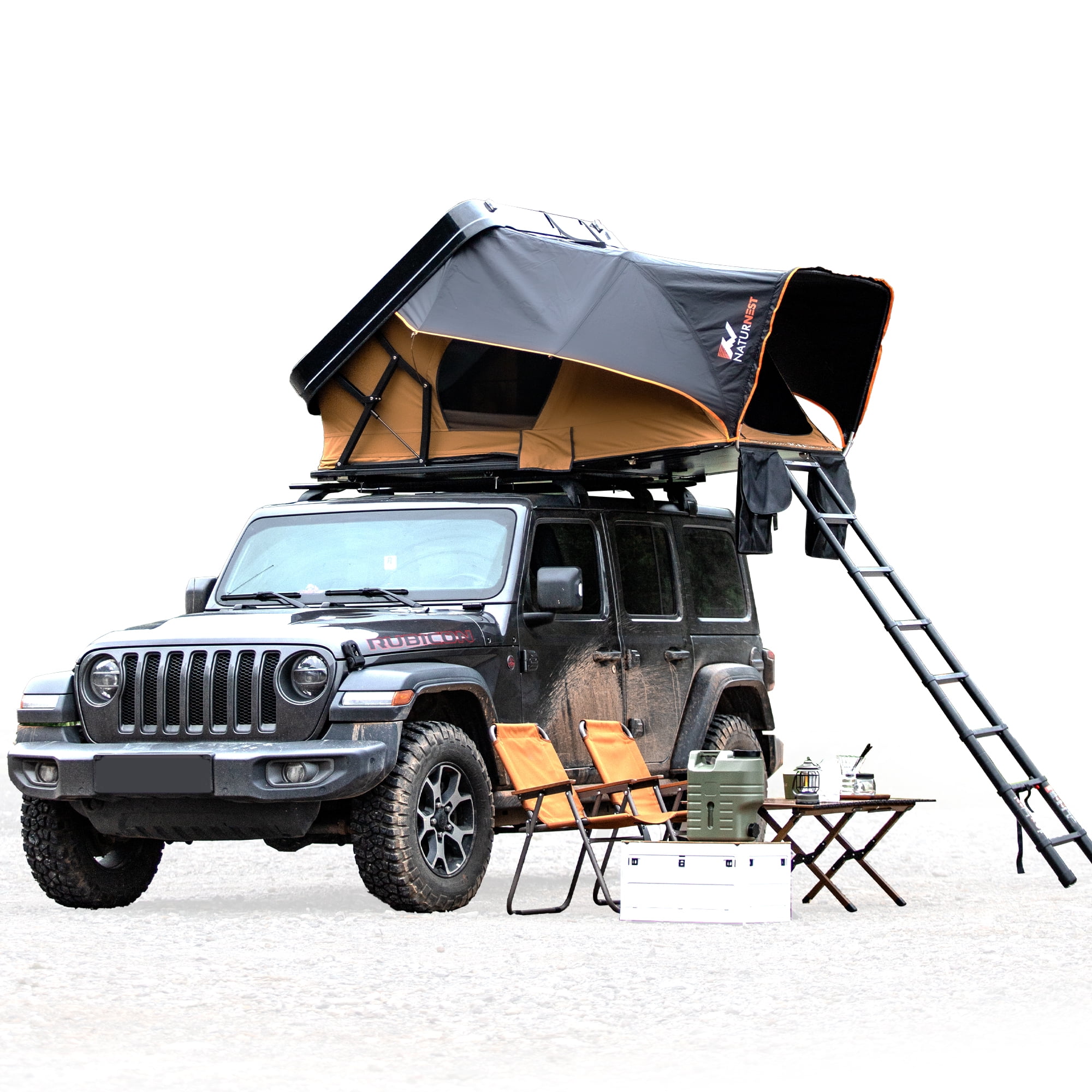 Naturnest Sirius 2 Hard-Shell Rooftop Tent – ABS Aluminium, Elevated Design for Jeep Wrangler Pickup W/ Mattress & Tri-LED Strip Light