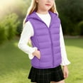 thumbnail image 5 of Kids Quilted Vest for Girls Lightweight Zip Up Hoodie Jacket with Pockets Winter Sleeveless Outerwear 3T-14Years, Purple, 5 of 8