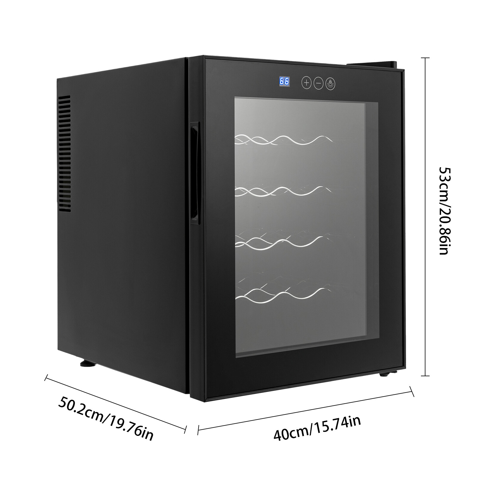 48L Wine Fridge Electric 55W Semiconductor Cooling, Air-Cooled Frost-Free System, 12-18°C Precise Temp Control, 4 Shelves Hold 20 Bottles, 39dB Ultra-Quiet, Black Modern Design for Home/Bar