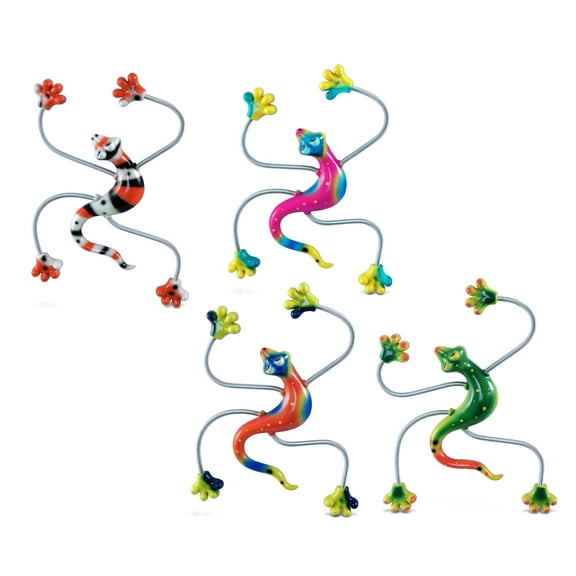 CoTa Global Gecko Refrigerator Springy Magnets Set of 4 - Assorted Color Cute Wild Life Animal Springy Magnets For Kitchen Fridge Door, Cool Desert Home and Office Novelty Decor Accessory - 4 Pack