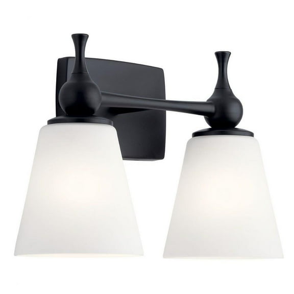 2 Light Vanity Light in Soft Contemporary Style-10.25 inches Tall and 15 inches Wide-Black Finish Bailey Street Home 147-Bel-4436047