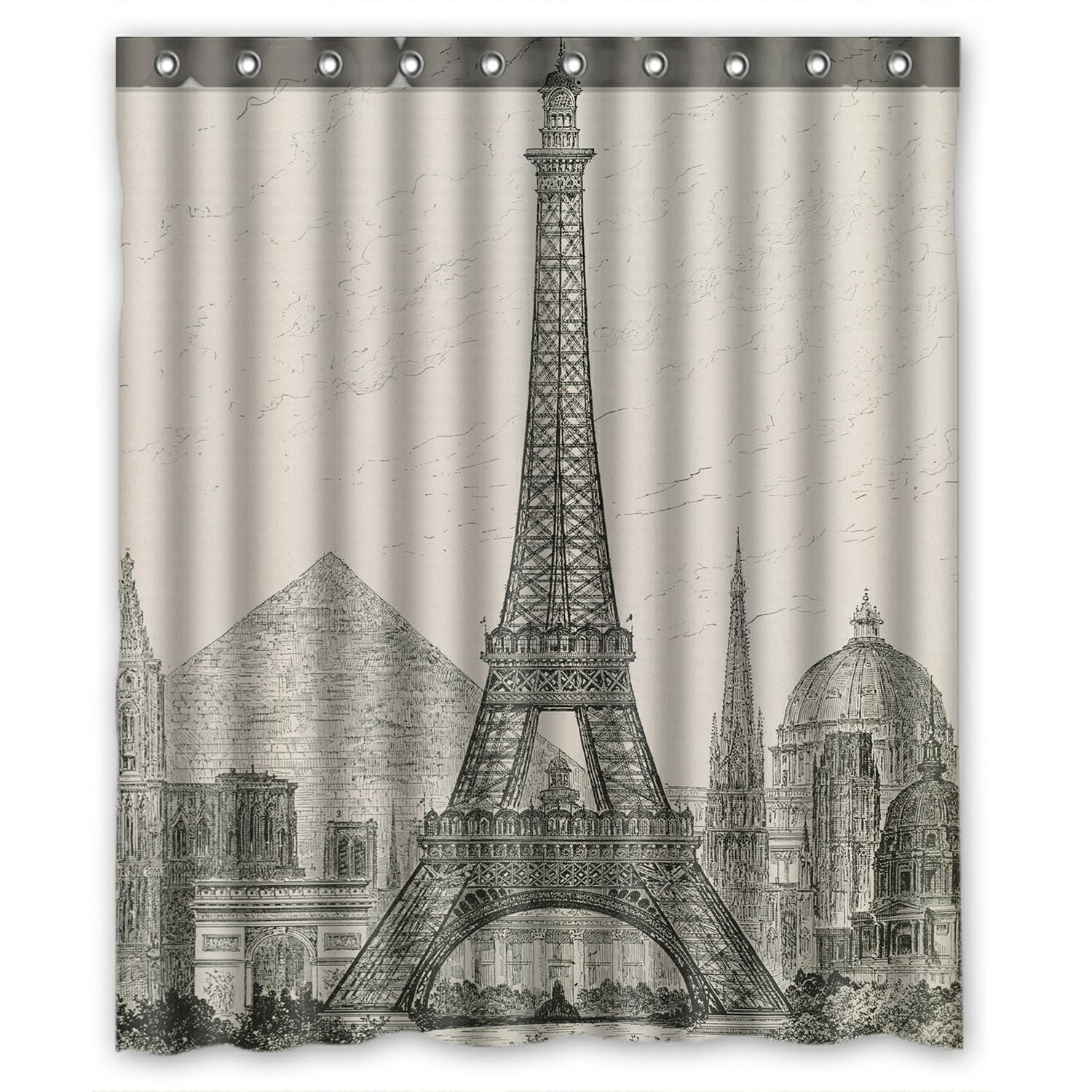 ZKGK Paris Eiffel Tower Waterproof Shower Curtain Bathroom Shower
