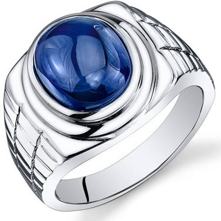 Oravo 8.00 Carat T.G.W. Men's Created Blue Sapphire Rhodium-Plated Sterling Silver Engagement Ring
