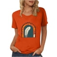 thumbnail image 1 of Dadaria T-Shirt Femme Orange Manches Courtes Col Rond Été Chandail Blouses 2TG, 1 of 5