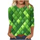 thumbnail image 1 of Camisetas Casuales de las Mujeres 3/4 Manga Cuello Redondo Impreso Blusa Imitación Estante Tela, Camiseta de Moda Superior para el Hogar Diario Y Desgaste Casual Todo el Año, 1 of 1