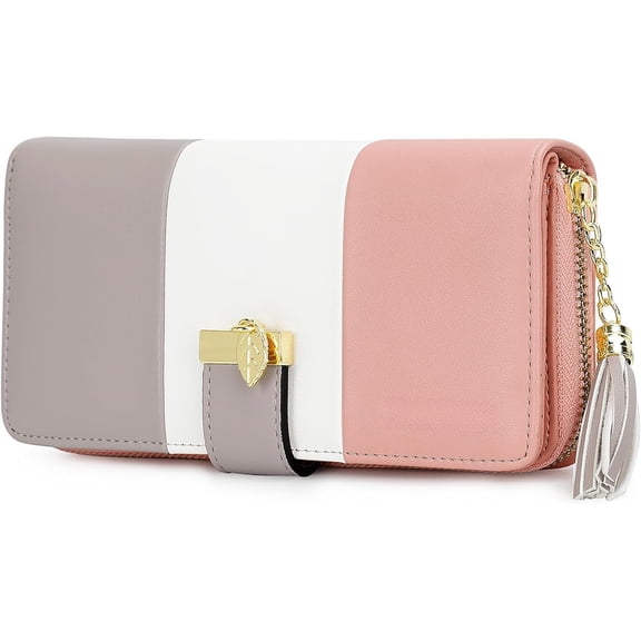 Womens Wallet  Blocking Wallet for Women Bifold Large Capacity Card Holder Ladies Long Purse with ID Window Zipper  Pocket