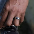 thumbnail image 2 of Tungsten Rings for Men Women Wedding Band Silver Hammered Finish Sizes 6-16 (Tungsten, 8), 2 of 6