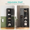 thumbnail image 4 of Modern Tall Slim Metal Cabinet with Adjustable Shelves & Doors, Open & Closed Storage, Adjustable Feet for Kitchen, Bathroom, Living Room, Apartment - Sturdy & Easy Assembly，Black, 4 of 6
