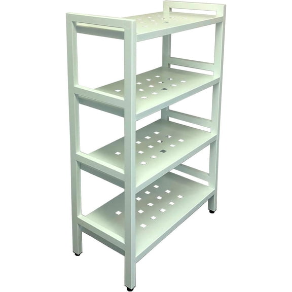 Asta Shelf Rack 4-Tier Free Standing Rectangular Bathroom Swimming Pool, Utility Storage, indoor/ourdoor, Powder-Coated Metal Storage Shelf Stand, Light Sage