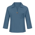 thumbnail image 3 of Blouses For Women Solid Color Cotton And Linen Long Sleeved T Shirt With Shoulder Pocket And Casual Daily Wear Comfortable Womens Tops, 3 of 6