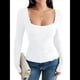 thumbnail image 2 of Camisas de Larga para Mujer, Cuello Cuadrado, Tops Cortos de Punto Acanalado, Conjuntos de Otoño, Ropa de Moda XL, 2 of 9