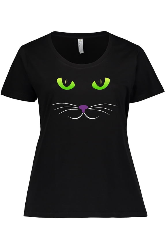 Spooky Cat Face Women's Plus Size T-Shirt
