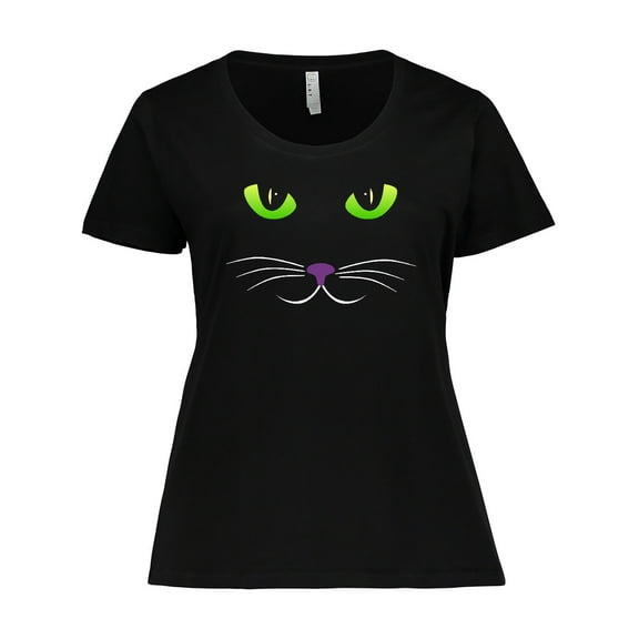 Inktastic Spooky Cat Face Women's Plus Size T-Shirt
