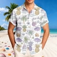 thumbnail image 1 of Ceisia Men's Hawaiian Tropical Hand-Drawn Print Short Sleeve Shirt | White Casual Button Down Beach Top Gifts, 1 of 6