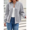 thumbnail image 4 of Suéter Tipo Cárdigan con Cremallera para Mujer, Sudadera con Capucha, Chaqueta de Larga, Conjuntos de Cuello Redondo, Abrigo Informal. Gris XL, 4 of 10