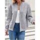 thumbnail image 4 of Suéter Tipo Cárdigan con Cremallera para Mujer, Sudadera con Capucha, Chaqueta de Larga, Conjuntos de Cuello Redondo, Abrigo Informal. Gris XL, 4 of 10