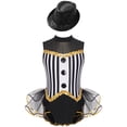 thumbnail image 2 of TiaoBug Sequins Jumpsuit for Girls Jazz Dance Performance Outfit Sleeveless Striped Tutu Dress with Sequin Hat Black 14, 2 of 6