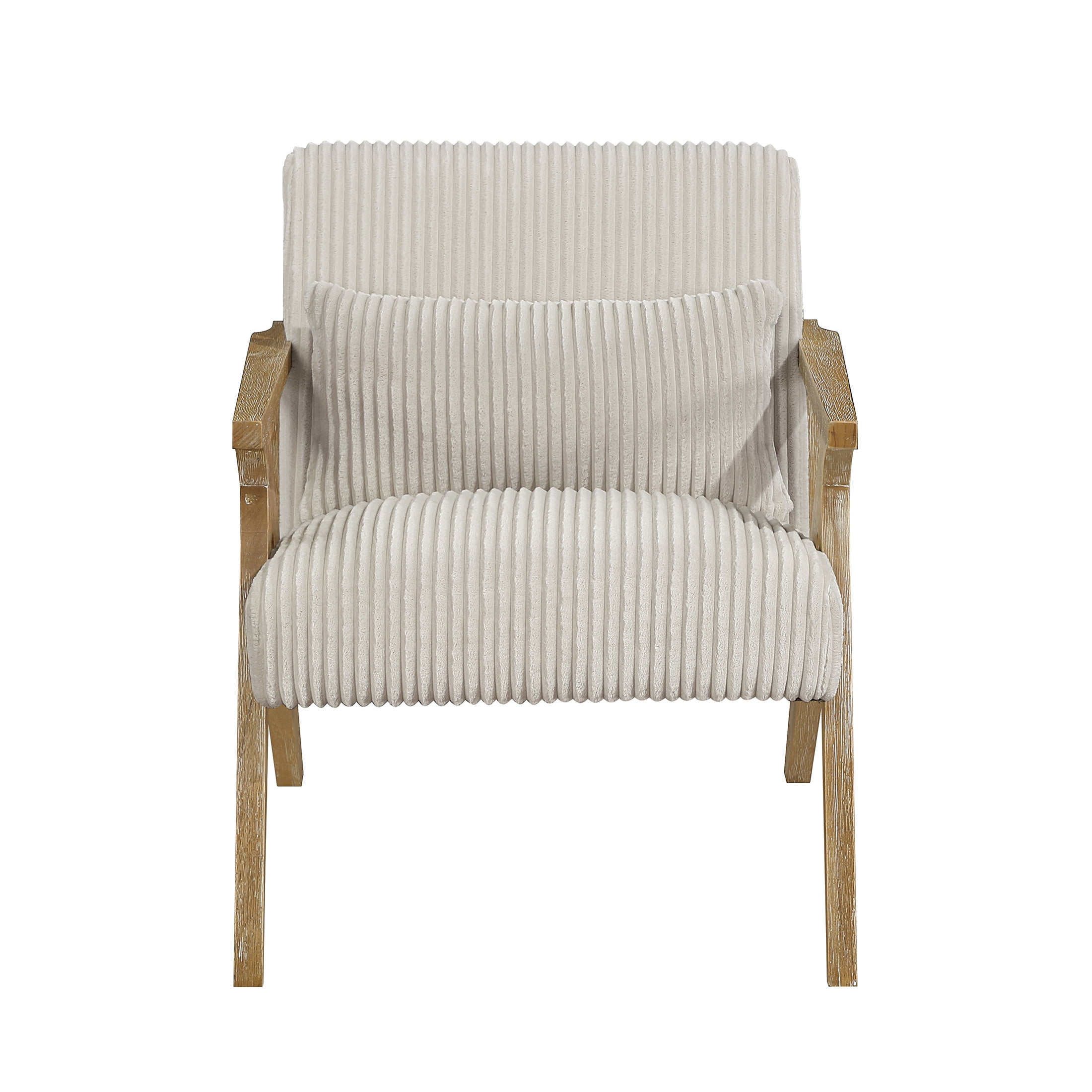 OakvillePark Papyrus Solid Rubberwood Frame Corduroy Accent Chair, Beige