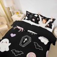 thumbnail image 2 of Homewish Kawaii Halloween Ghost Duvet Cover Queen for Girls, Spider Coffin Lollipop Bat Queen Bedding, Black Reversible, 3 Pieces, 1 Duvet Cover and 2 Pillowcases, 2 of 6