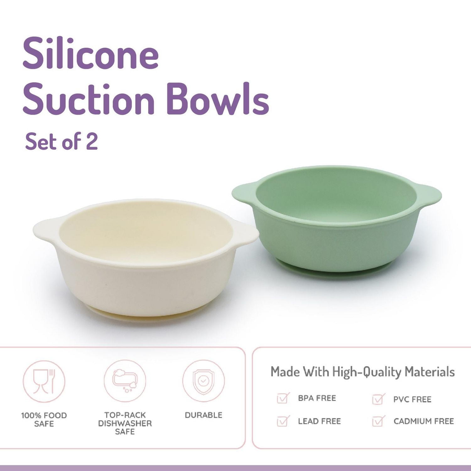 Silicone Suction Bowls- 2pk, Bowls