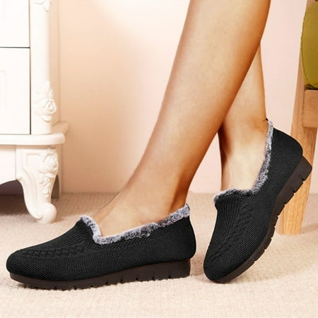 

FZM Women shoes Women s Velvet Shoes And Winter Light Flat Bottomed Warm Casual Shoes Round Toe Women s Casual Shoes