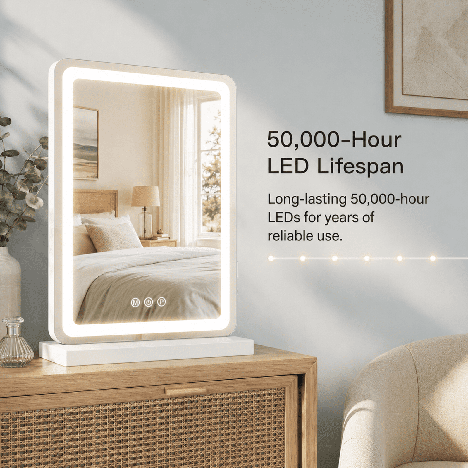 Alvantor LED Makeup Mirror with Dimmable Lights and Touch Screen Control