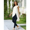 thumbnail image 3 of DARING DIVA Women's High Low Hem Crew Neck Sleeveless Tunic Top White L, 3 of 7