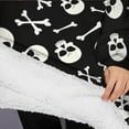 thumbnail image 3 of Oversized Wearable Blanket Hoodie,Halloween Skull Crossbones Pattern Sherpa Blanket Hoodie with Super Pockets,Super Warm Fuzzy Pullover for Women & Men, 3 of 6
