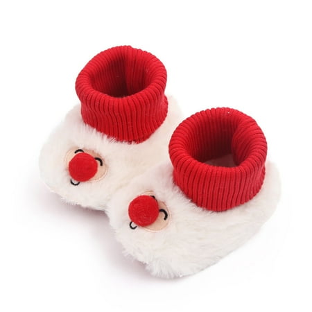 

TALKVE Christmas Toddler Shoes Plus Velvet Floor Shoes Thick Cartoon Indoor Non Slip Christmas Toddler Shoes