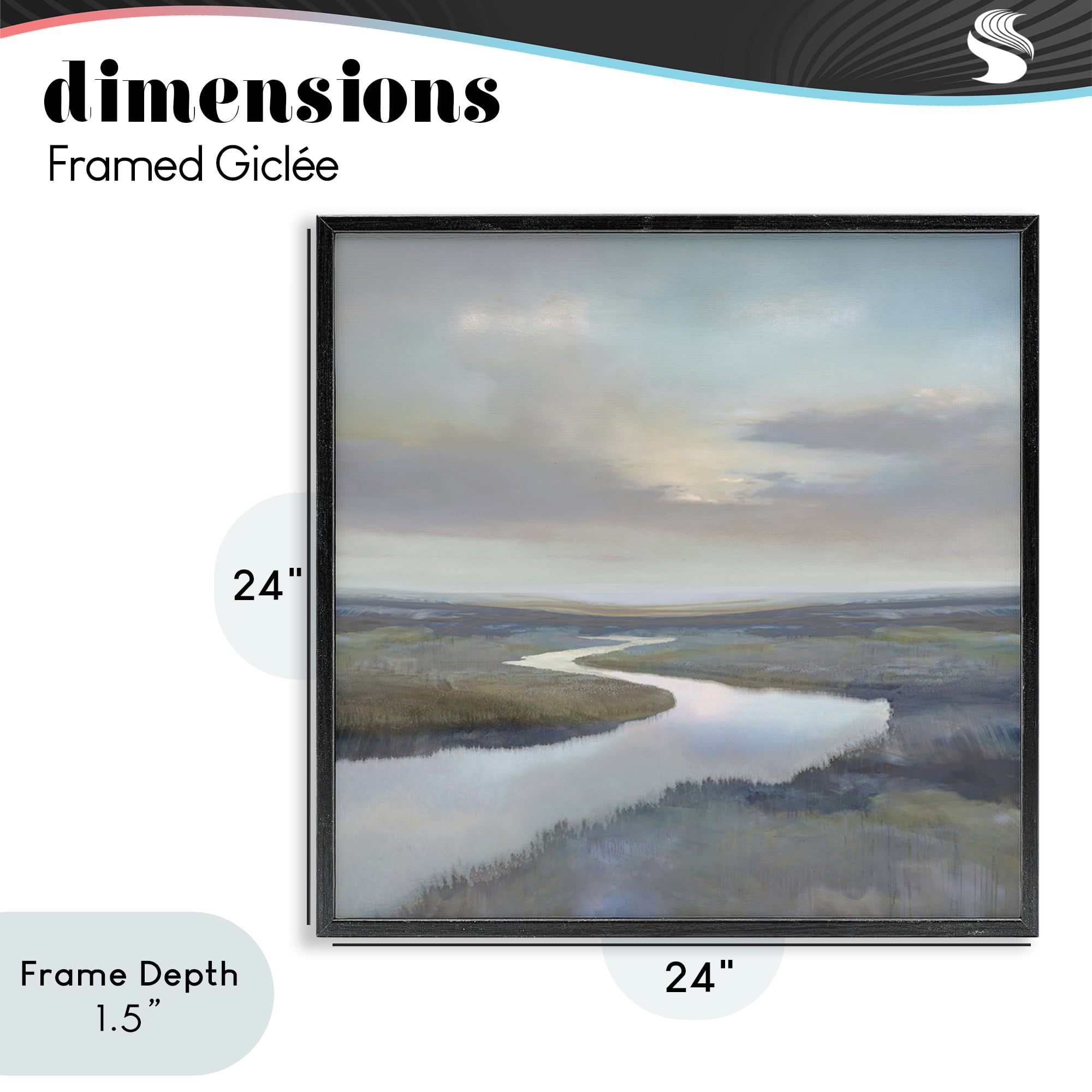 Stupell Industries Calm Riverbend in Greys Black Framed Giclee Art, design by Christy McKee