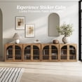 thumbnail image 3 of BELLEZE Set of 2 65" Arched Sideboard with Glass Door, Accent Buffet Cabinet with Storage and Adjustable Shelves, Classic Modern Large Console Table For Dining Room Living Room Entryway (Camel), 3 of 7