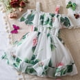 thumbnail image 4 of Coerni Toddler Girls Floral Dress Off Shoulder Ruffled Sundress Spaghetti Strap Midi Dress 𝗧iered Flare Skirt A Line Dresses, 4 of 4