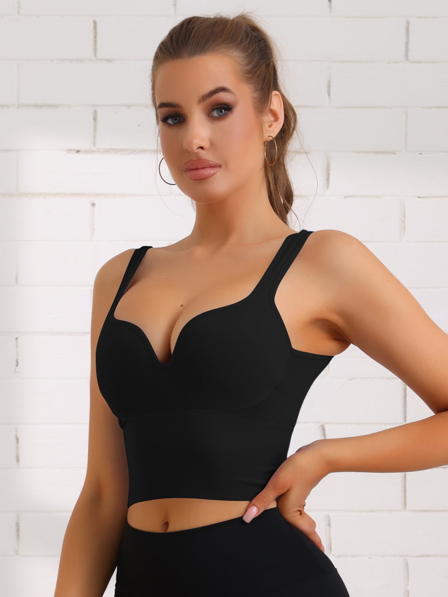 DARING DIVA WireFree Sports Bra Camisole Push-Up Underwear 2XL Black