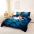 thumbnail image 3 of jejeloiu Deep Ocean Shark Bedding,Silhouette Print Duvet Cover Full For Boys,Blue Black,Navy Blue Reversible,3-Piece,1 Duvet Cover and 2 Pillowcases, 3 of 6