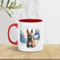 thumbnail image 4 of Hello Winter Belgian Malinois Welcome Snowy Night Watercolor Vintage 11oz Accent Two-tone Mug Sheepdog Dog Lover Gifts Coffee Tea Cup - 01011, 4 of 5