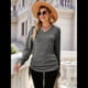 thumbnail image 5 of Camisetas para Mujer, Larga, Cuello en V, Básicas, Informales, Holgadas, Suaves, para Otoño. Gris Oscuro L, 5 of 10