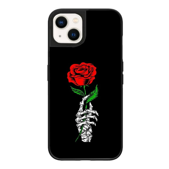 Gothic Skeleton|Hand Rose Flower Phone Case for iPhone 12/12 Pro Case,Beautiful Impact Design Protection Phone Case-Black