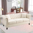 thumbnail image 4 of Modern Beige Velvet 3-seater Combination Sofa (W834S00063) with Solid Wood Frame, 4 of 22